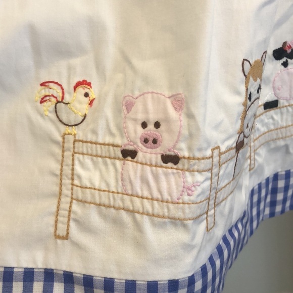 Zuccini Girls Dress, Barnyard Animal Embroidery, Blue Gingham, 24m - Picture 6 of 12